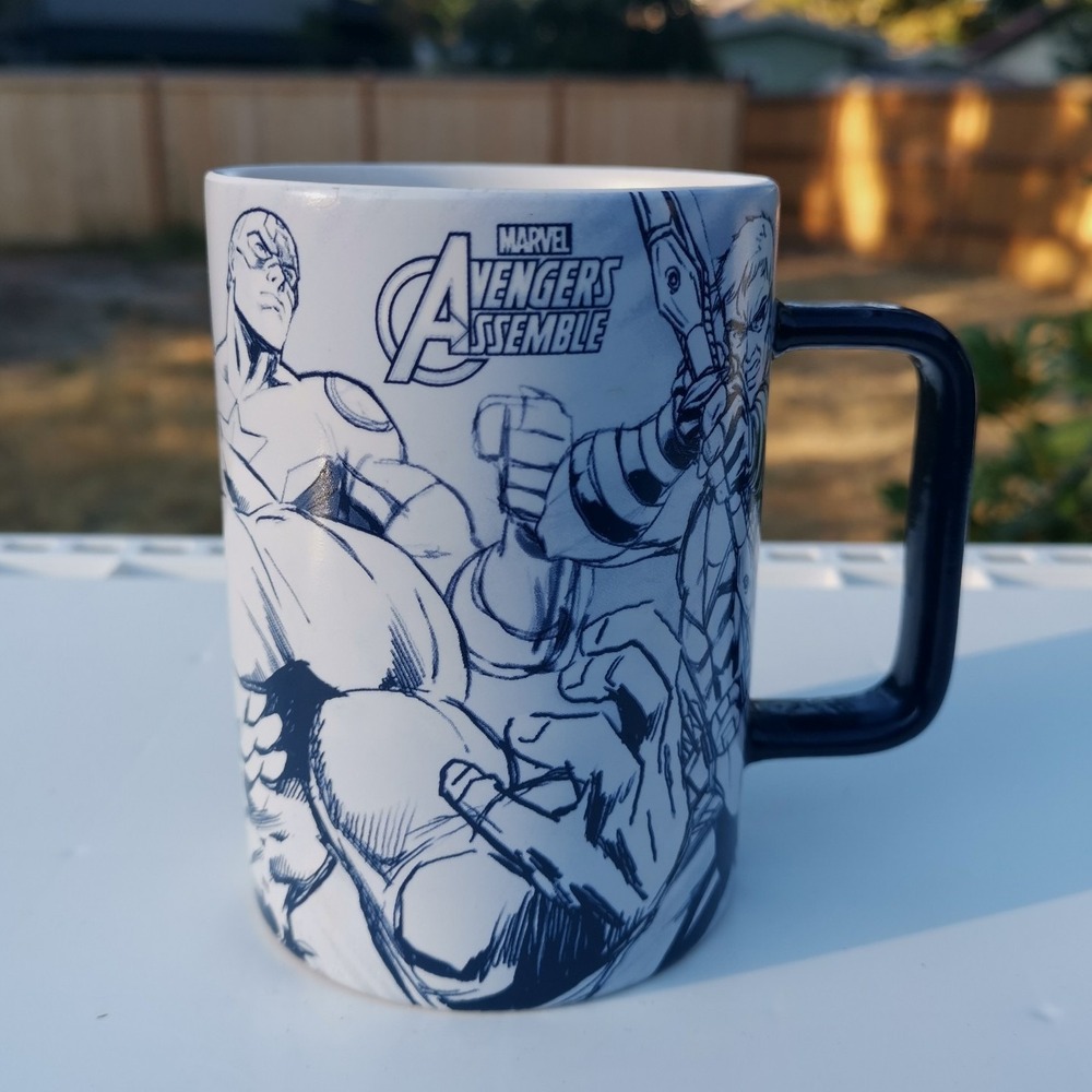 Marvel Avengers Assemble Sketch Coffee Mug Cup Iron Man Capt. America Hulk Thor